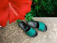 Load image into Gallery viewer, Gossamer Deep Green Leather Slide