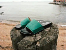 Load image into Gallery viewer, Gossamer Deep Green Leather Slide
